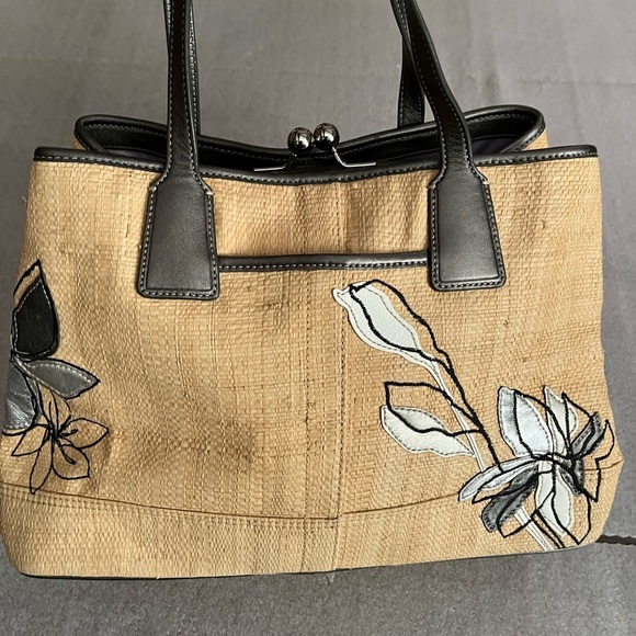 Coach 10th Anniversary Hampton Floral Straw Satchel-Limited Edition Rare Handbag - Picture 6 of 15